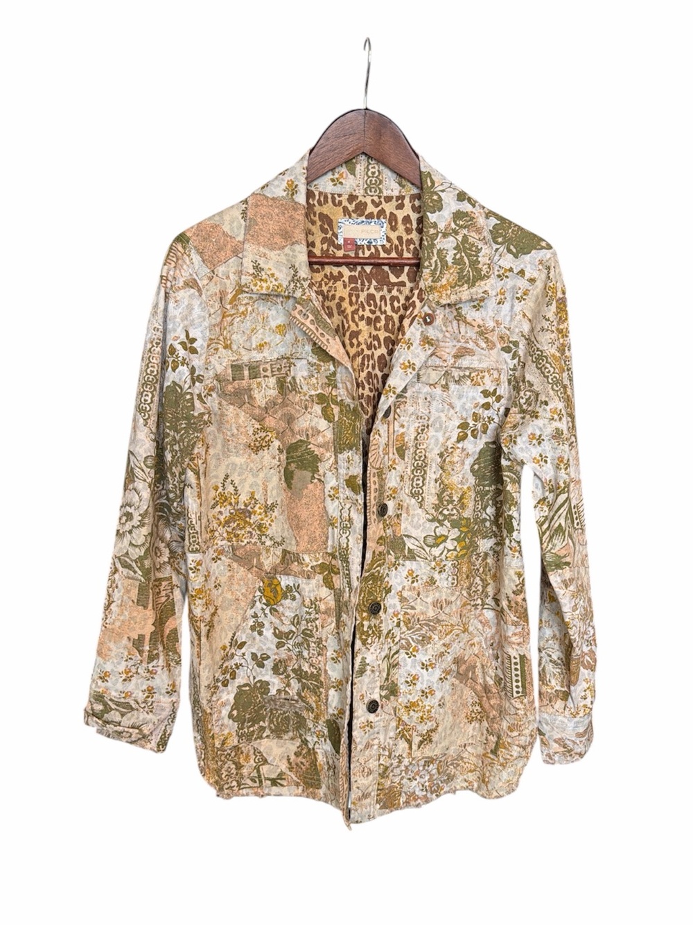 Pilcro The Fielder denim chore jacket shirt medium floral art to wear boho‎